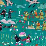 Embroidery depicting 'The Secret War' in Laos in the 1970s