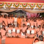 David Granger, and Principal Swami Aksharananda and the 2015 graduating class of the Saraswati Vidya Niketan Secondary School